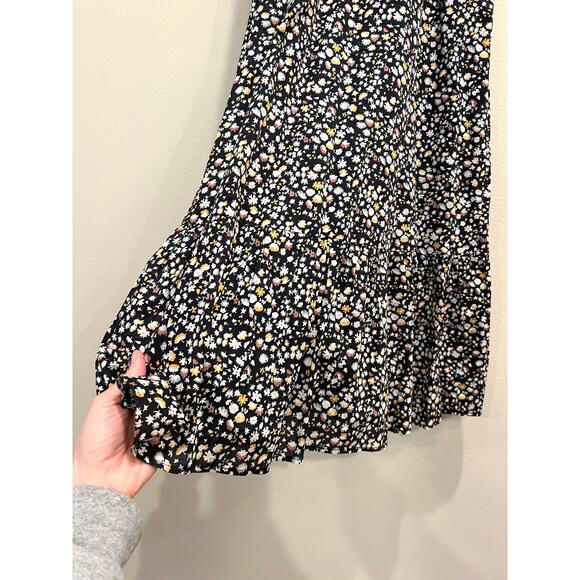 Rails Clementine Smocked Back Black and Floral Midi Dress Women's Size Medium - Picture 9 of 9